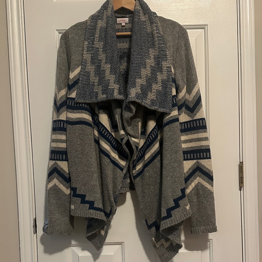 Pixley Gray and Navy Chevron Cardigan